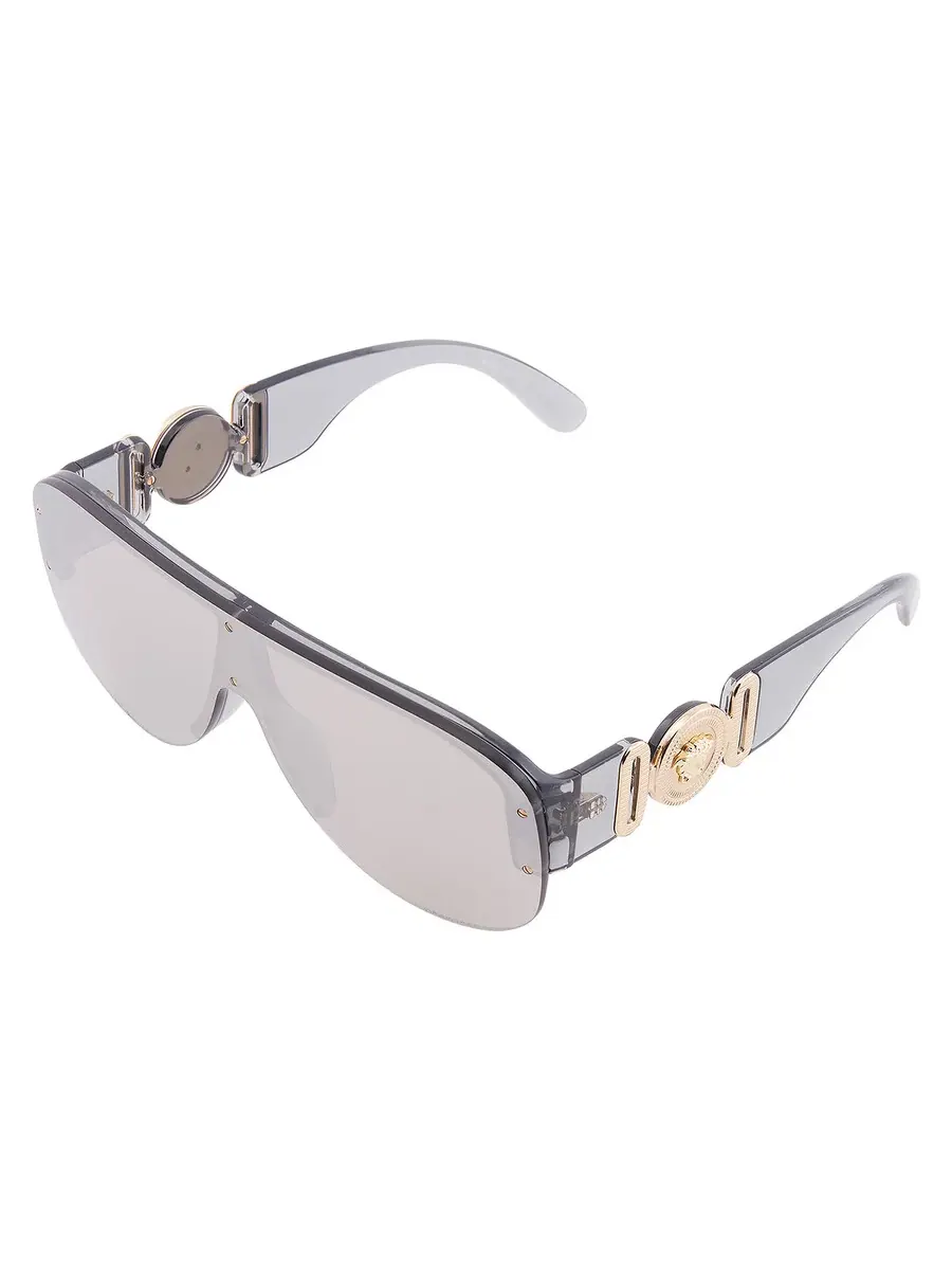 Мужские солнцезащитные очки Versace Light Grey Mirror Silver Shield VE4391 311/6G 148 — изображение 3 из 5, прозрачный серый