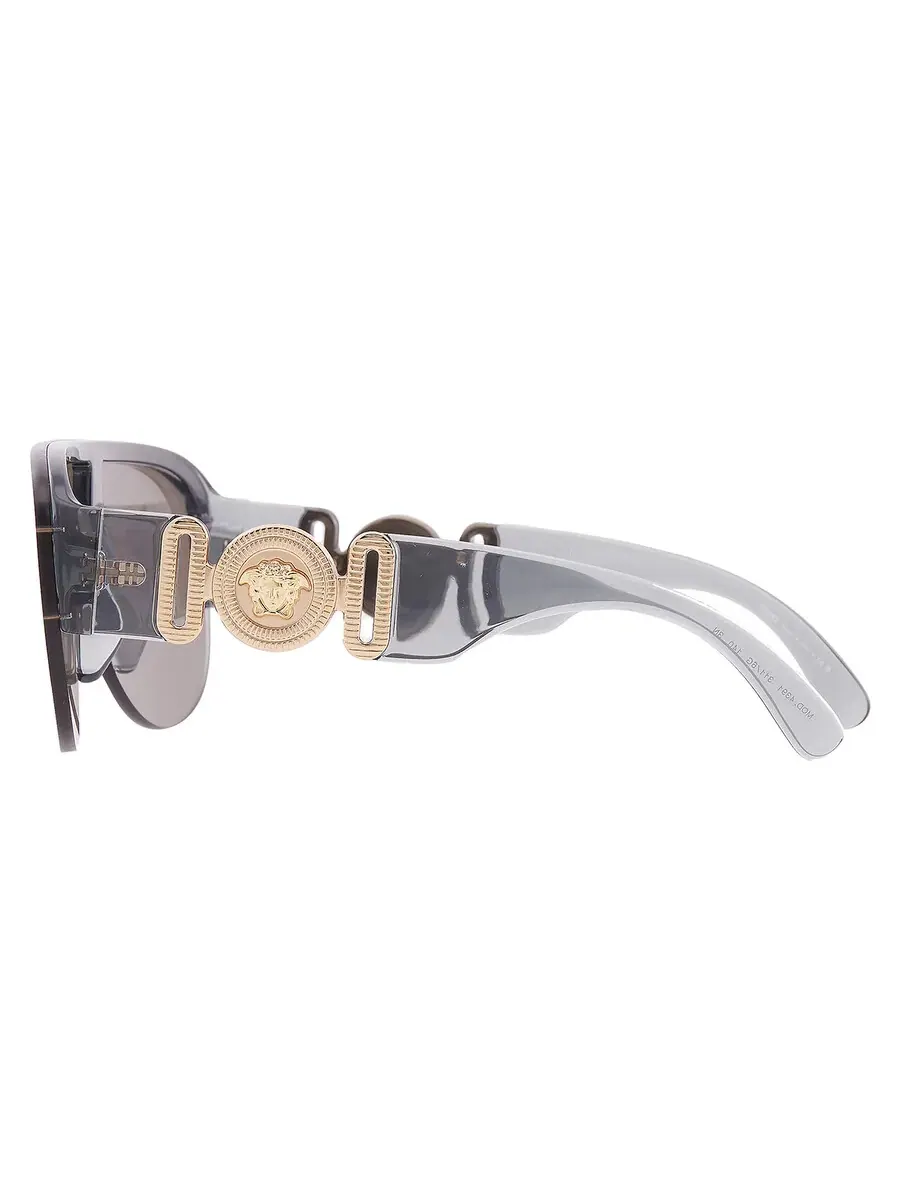 Мужские солнцезащитные очки Versace Light Grey Mirror Silver Shield VE4391 311/6G 148 — изображение 4 из 5, прозрачный серый