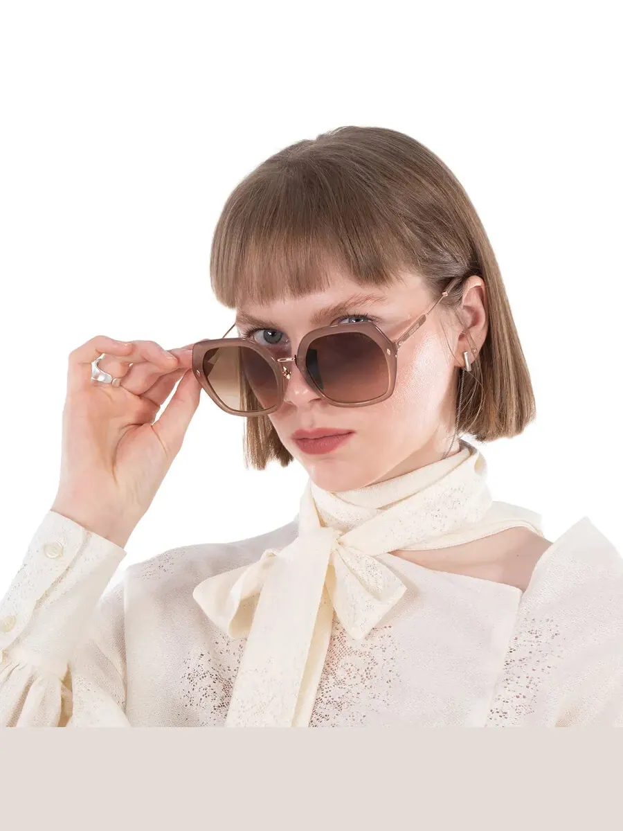 Женские солнцезащитные очки Vedi Vero Geometric VVCC13 BEG 55 — изображение 2 из 5, темный бежевый