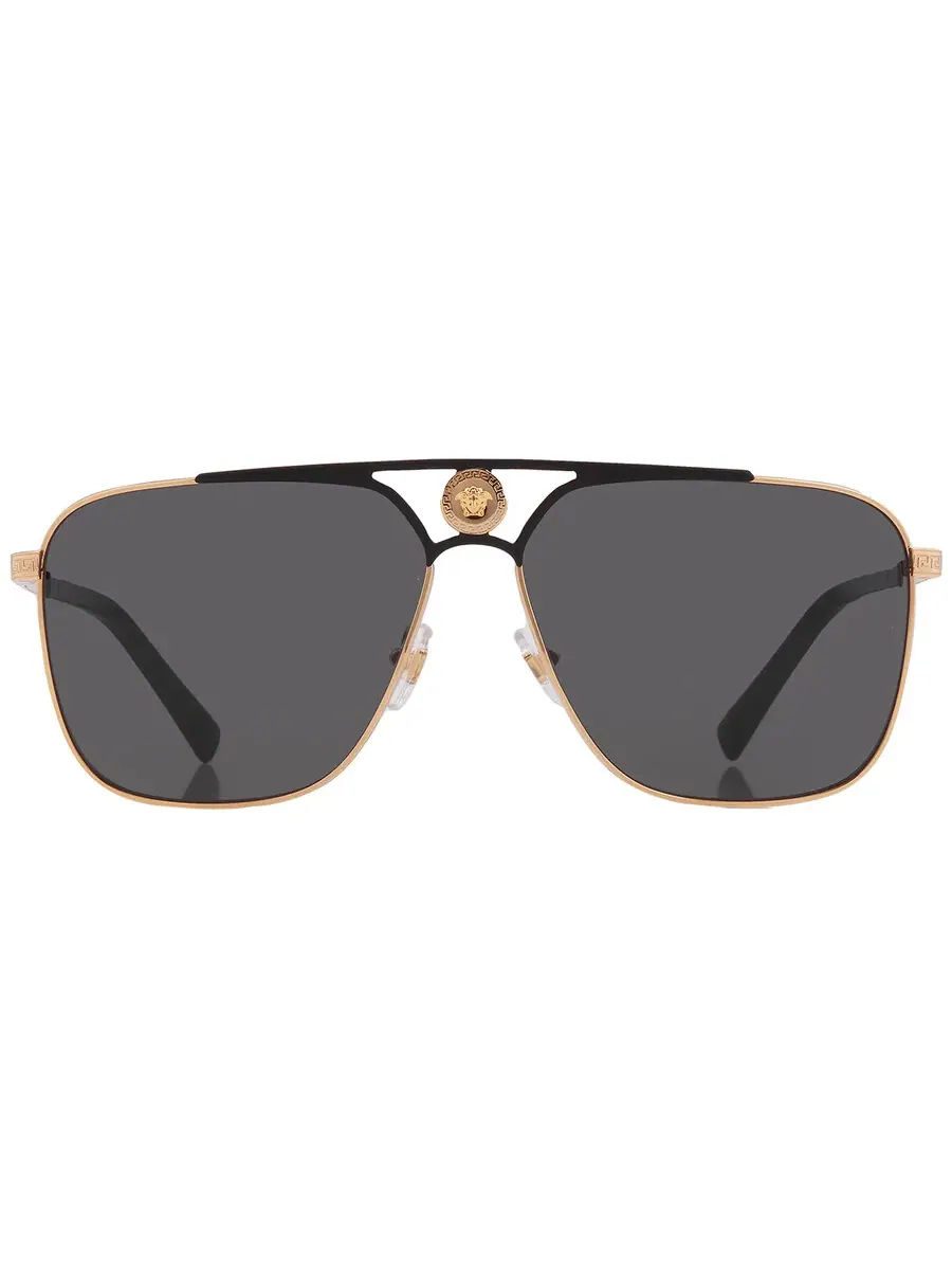 Мужские солнцезащитные очки Versace Grey Navigator VE2238 143687 61 — изображение 1 из 5, золотистый/черный
