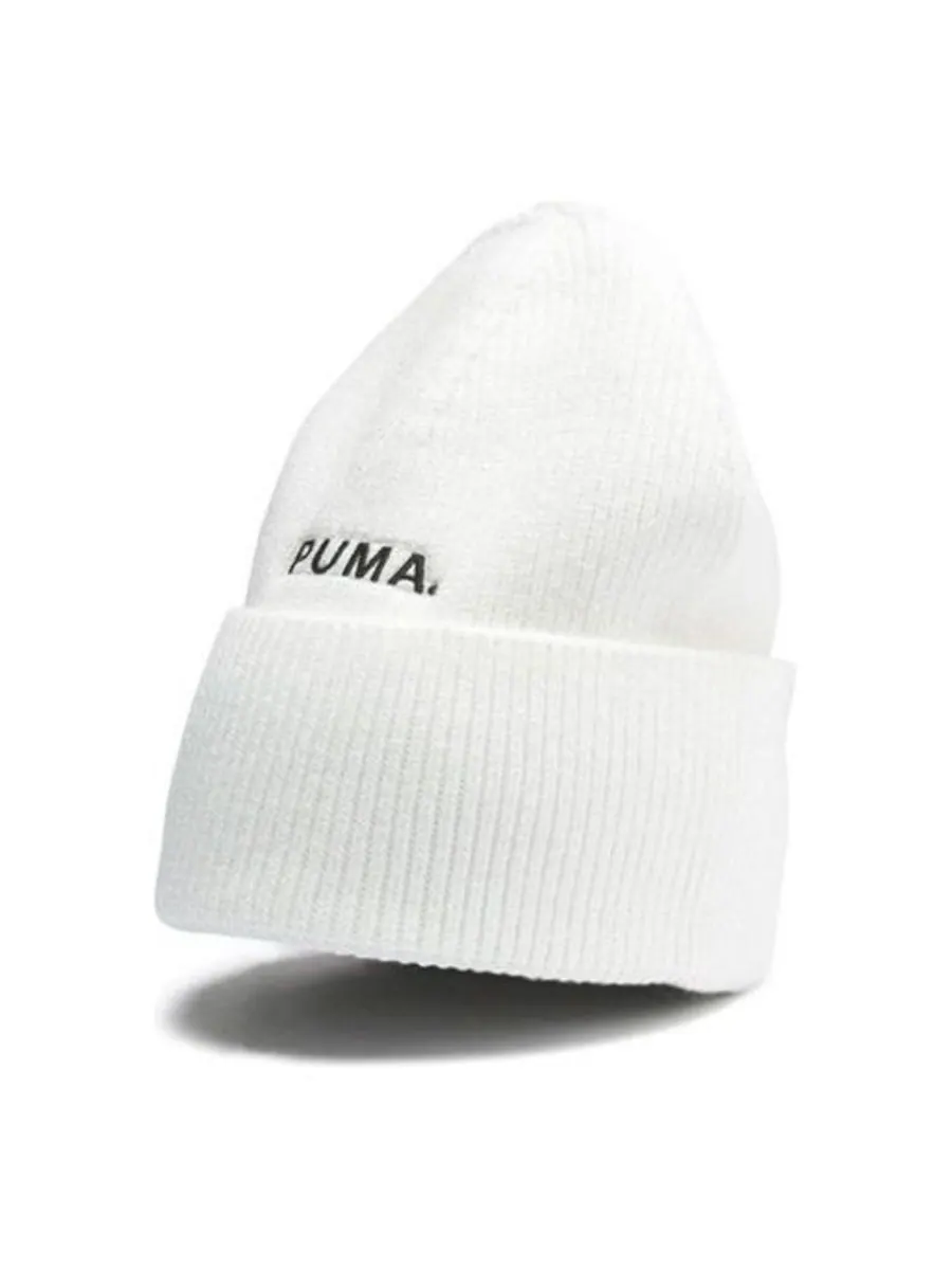 Бейсболка (WMNS) PUMA Classic Hybrid Fit Trend Ribbed Beanie 'White Black' — изображение 1 из 2, белый