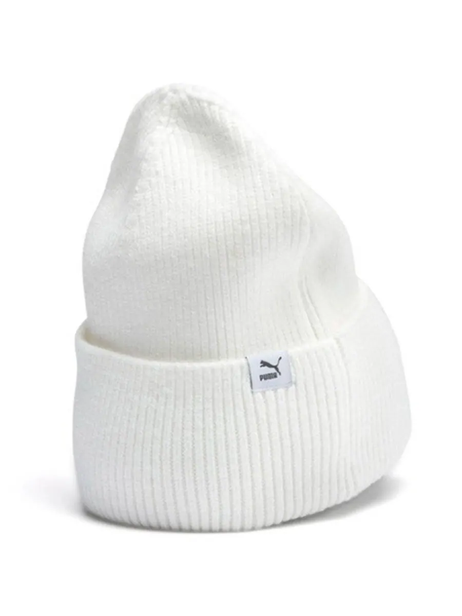 Бейсболка (WMNS) PUMA Classic Hybrid Fit Trend Ribbed Beanie 'White Black' — изображение 2 из 2, белый