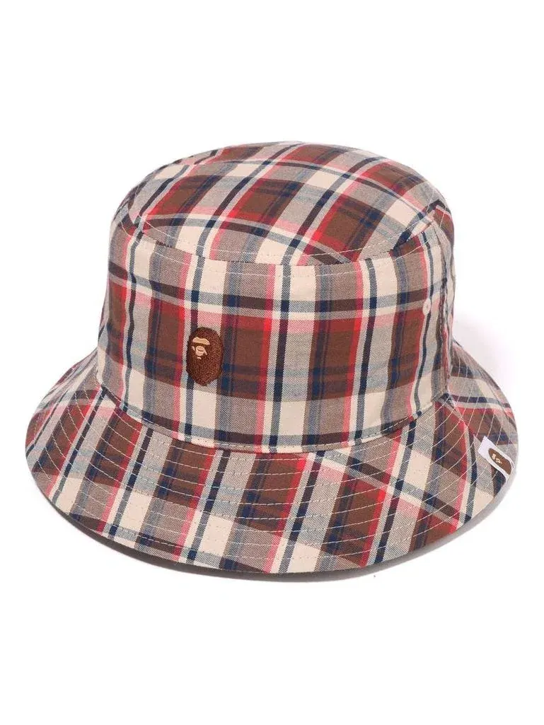 Панама A Bathing Ape Mini Bape Check Bucket Hat 'Red' 1J30-181-001-RED — изображение 1 из 1, красный