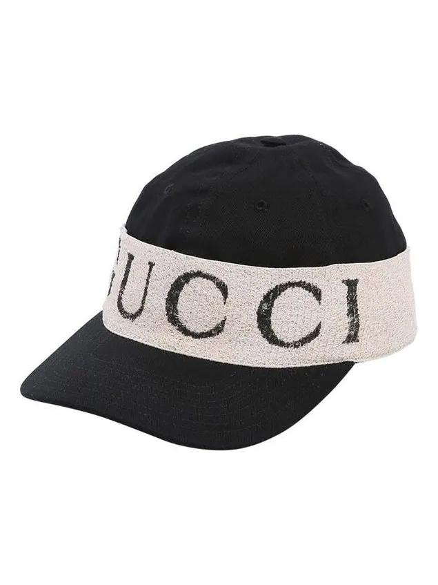 Бейсболка Gucci Logo Band Baseball Cap 'Black White' — изображение 1 из 3, черный