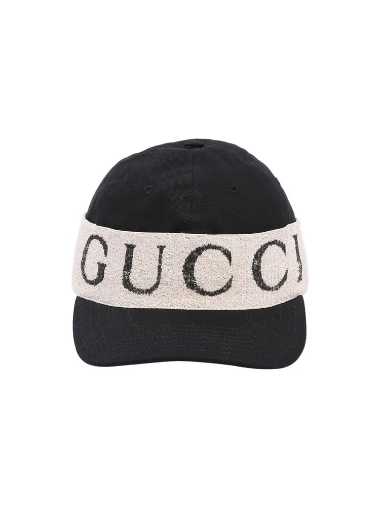 Бейсболка Gucci Logo Band Baseball Cap 'Black White' — изображение 2 из 3, черный