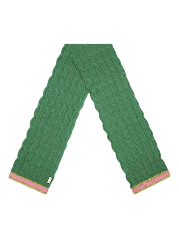 Шарф cable knit with pink and gold striped hem Gucci