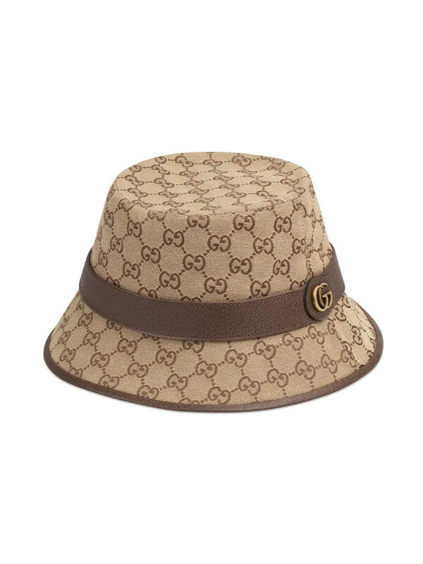 Бейсболка gg canvas bucket hat 'beige brown' Gucci — изображение 2 из 3, бежевый