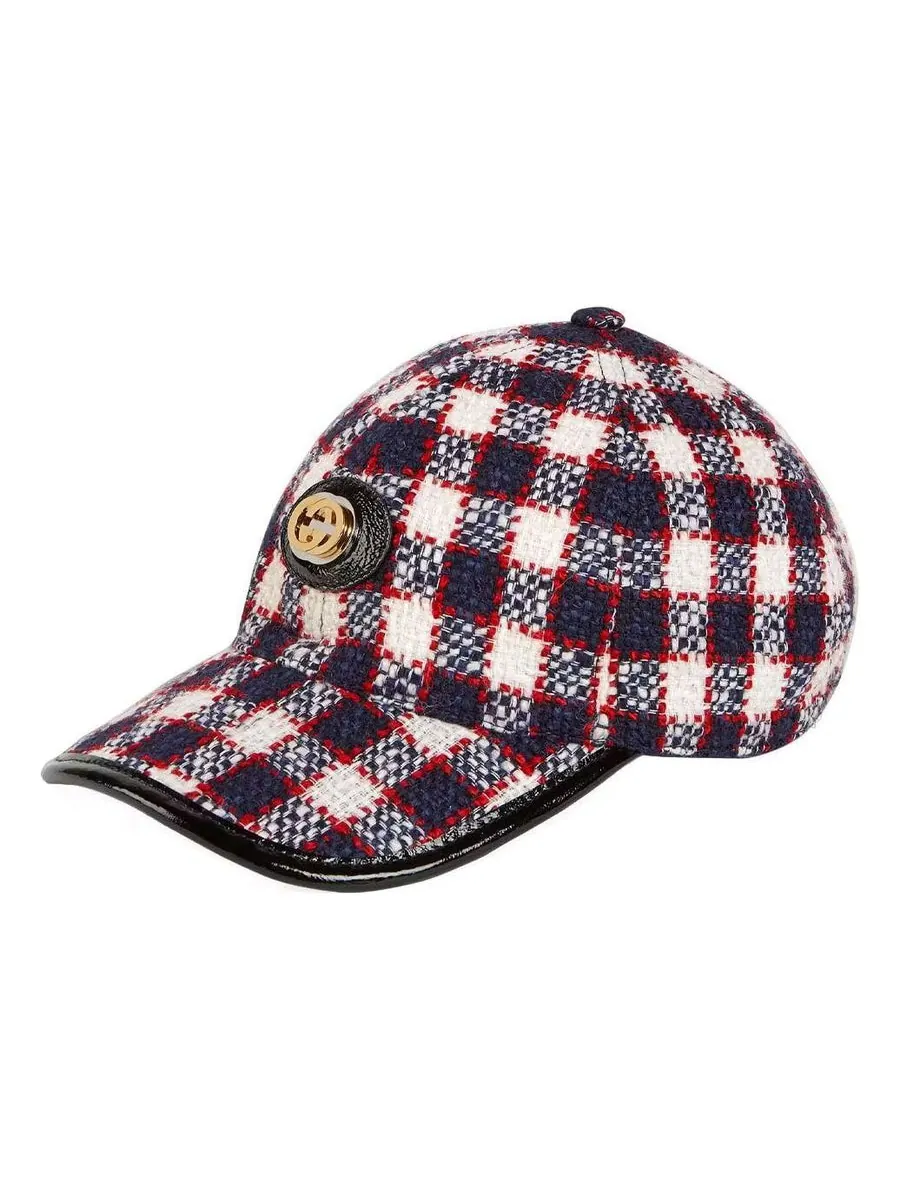 Бейсболка Gucci Tweed Baseball Hat 'Blue' — изображение 1 из 2, синий