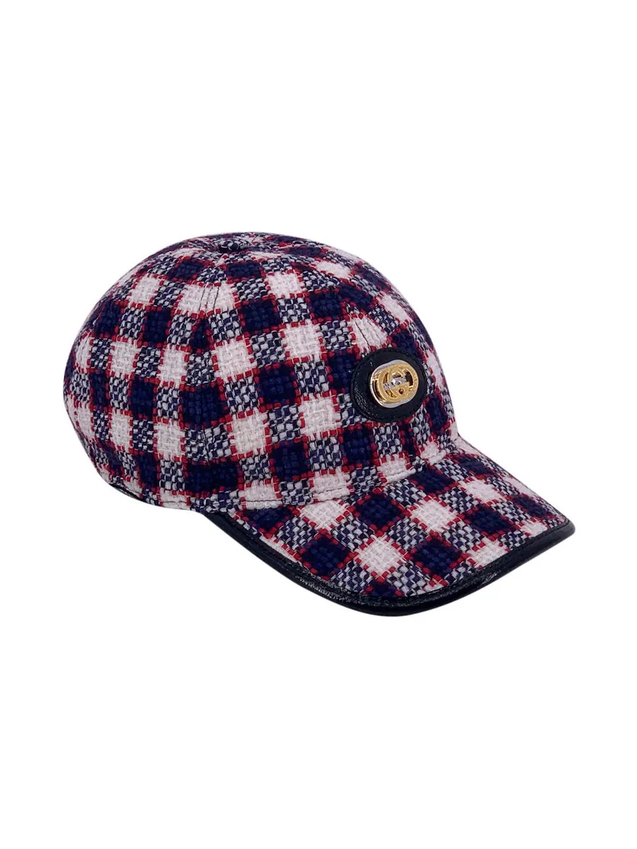 Бейсболка Gucci Tweed Baseball Hat 'Blue' — изображение 2 из 2, синий