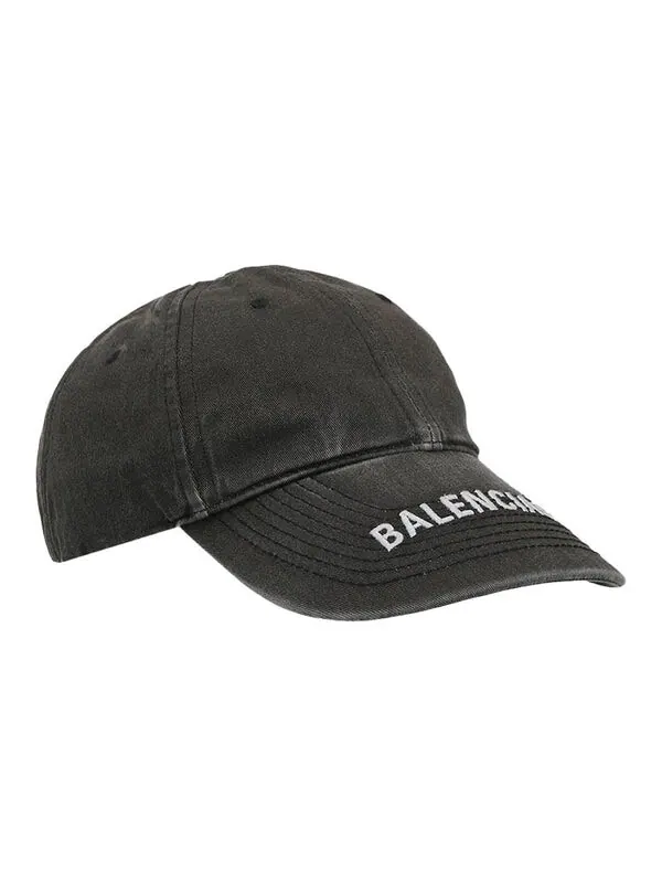 Кепка Balenciaga Washed Denim Logo Baseball Cap 'Black/White' — изображение 2 из 3, черный