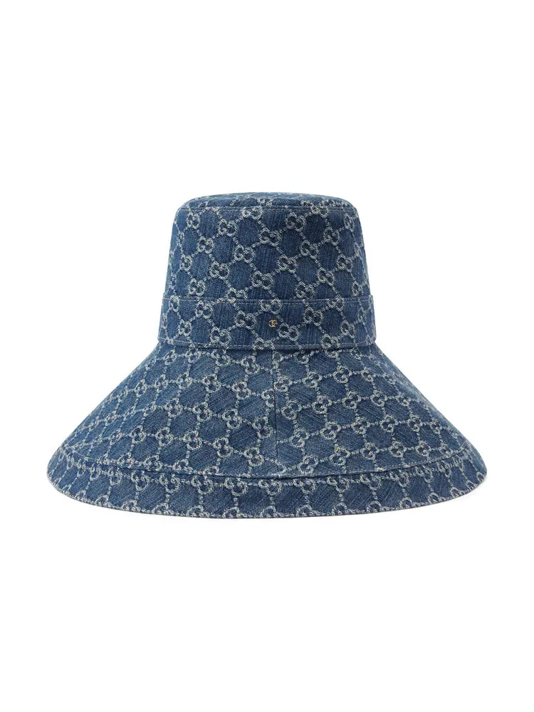 Бейсболка Gucci Eco Washed-Denim Bucket Hat 'Blue' — изображение 2 из 3, синий
