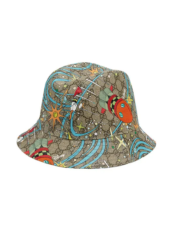 Бейсболка x disney donald duck bucket hat 'beige brown' Gucci — изображение 2 из 3, бежевый