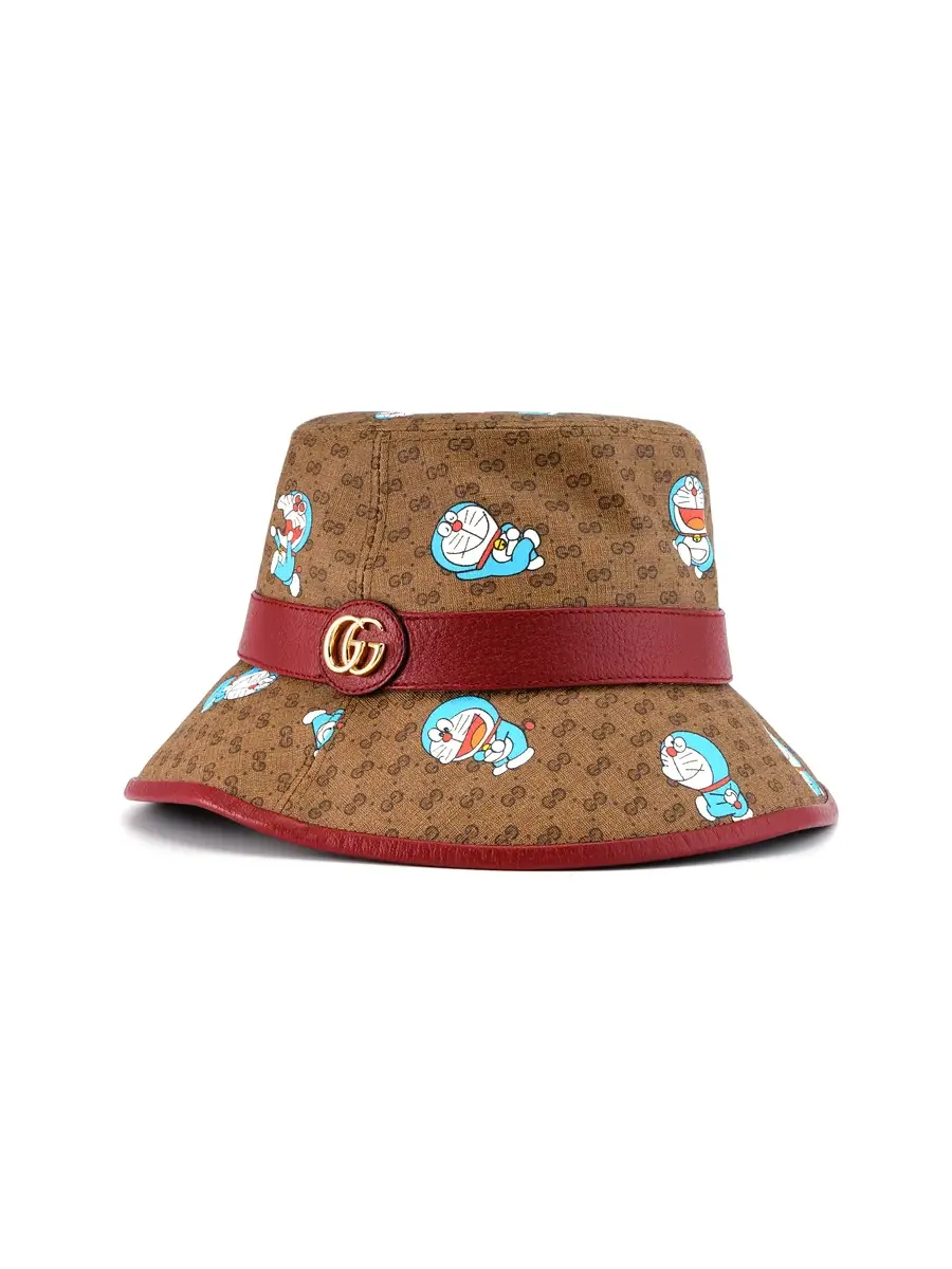Бейсболка Gucci x Doraemon Bucket Hat 'Cherry Monogram' — изображение 2 из 3, коричневый