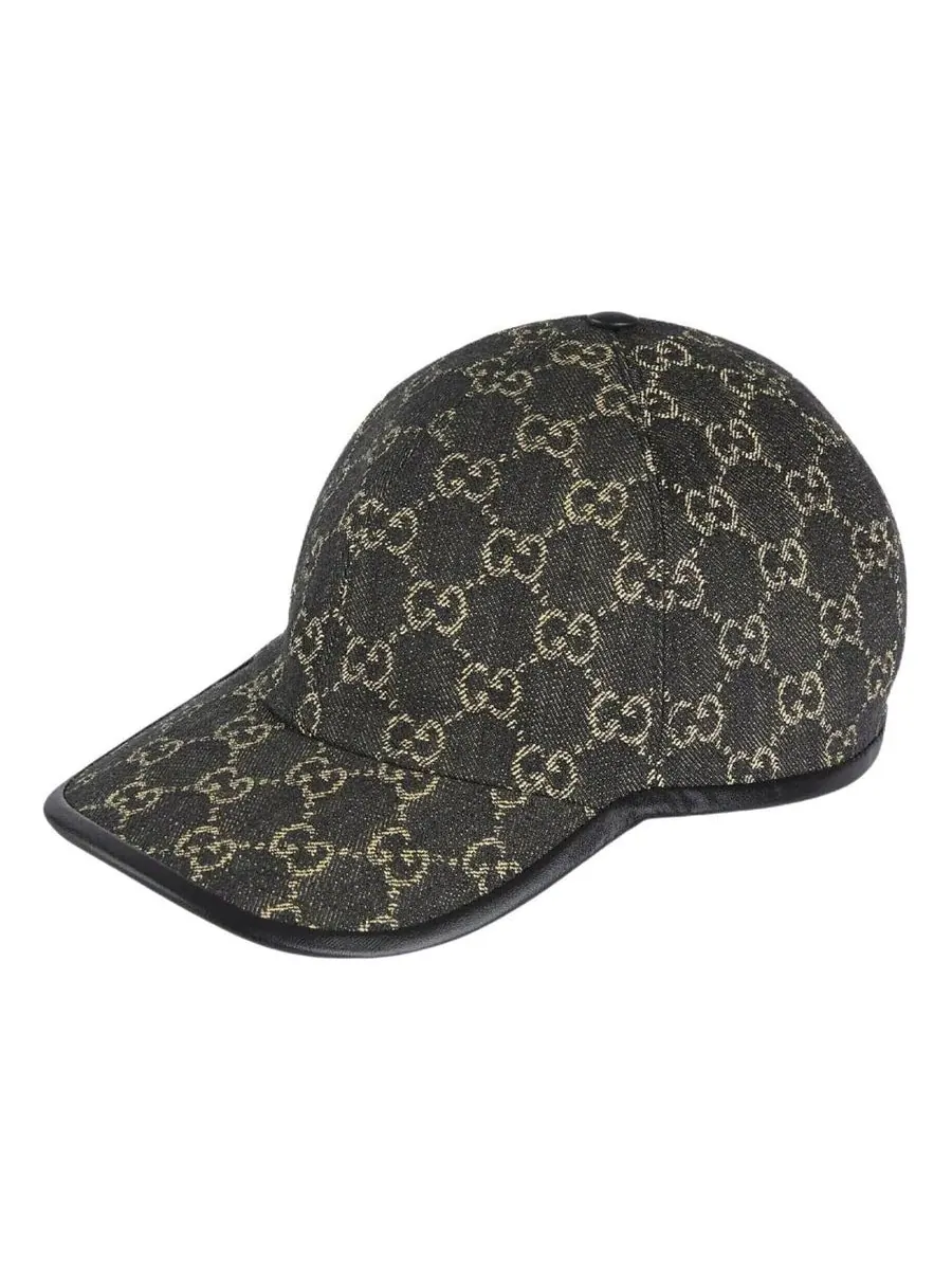 Бейсболка Gucci GG Denim Baseball Hat 'Black Grey' — изображение 1 из 3, серый