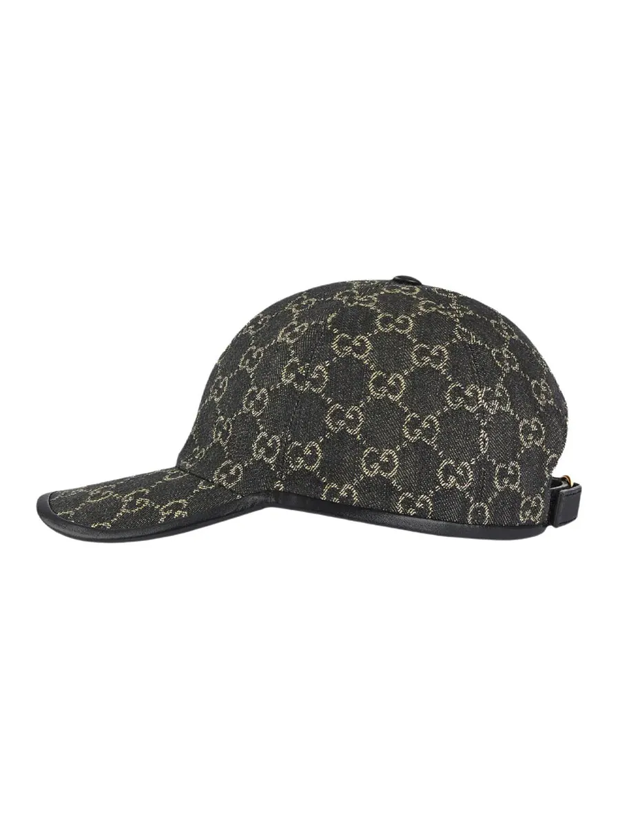 Бейсболка Gucci GG Denim Baseball Hat 'Black Grey' — изображение 2 из 3, серый