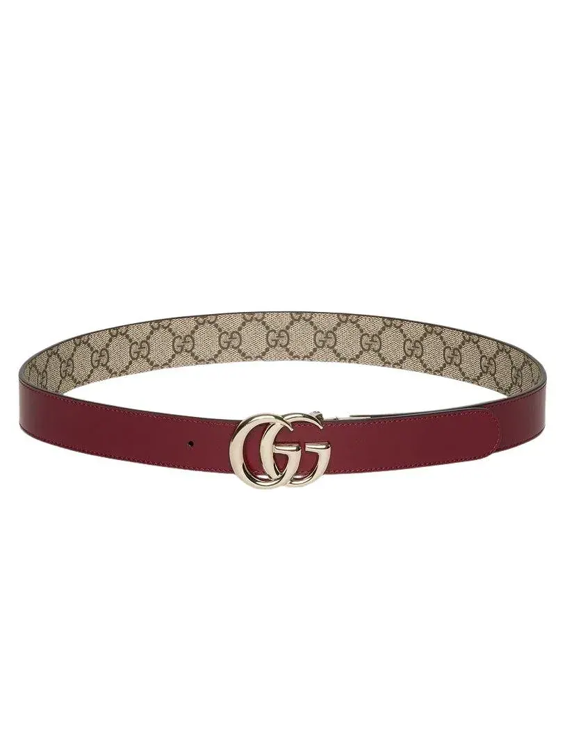 (WMNS) Двусторонний ремень Gucci 25 GG Marmont — изображение 2 из 6, бежевый
