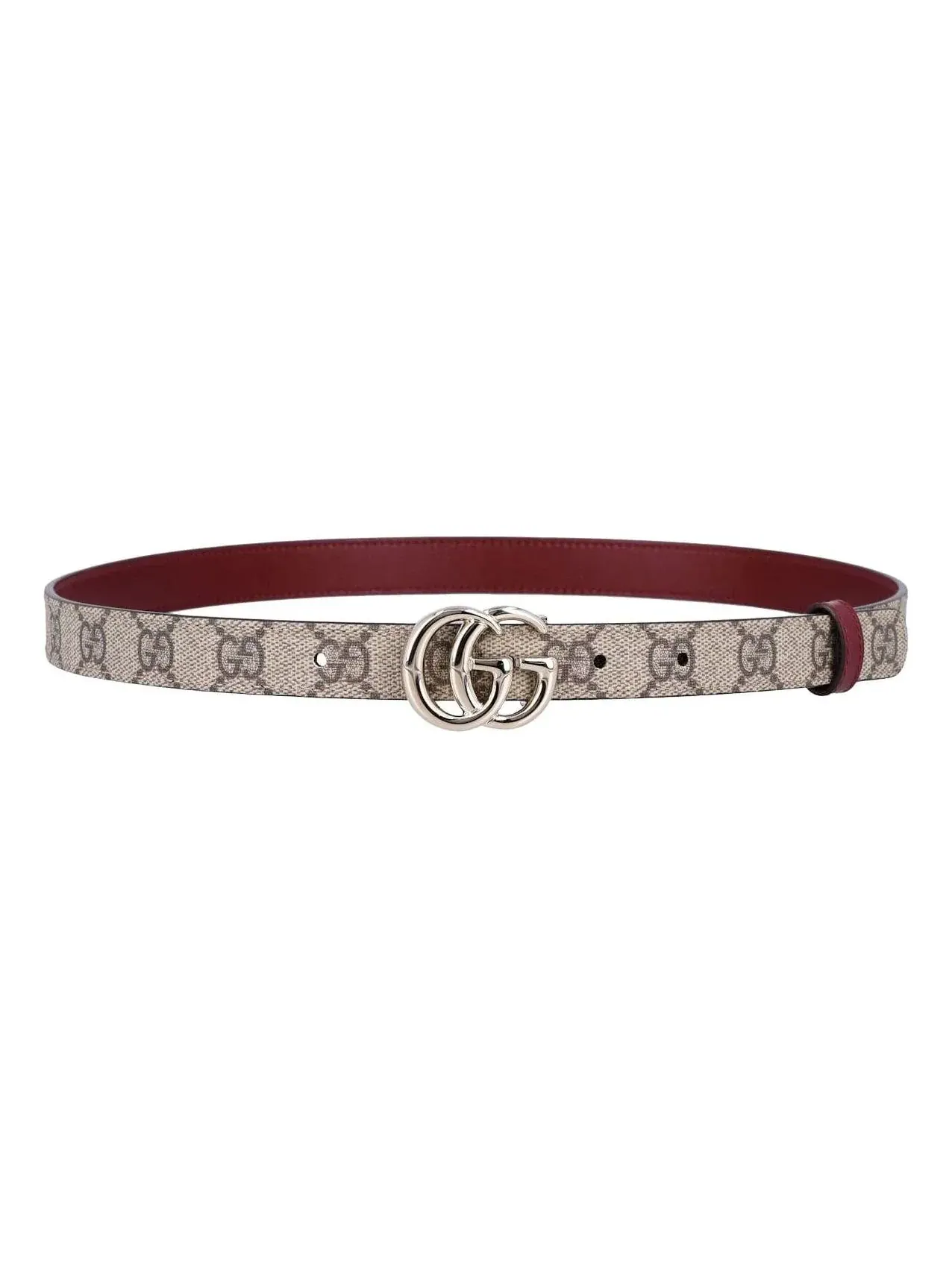 (WMNS) Тонкий двусторонний пояс Gucci 25 GG Marmont — изображение 1 из 4, бежевый