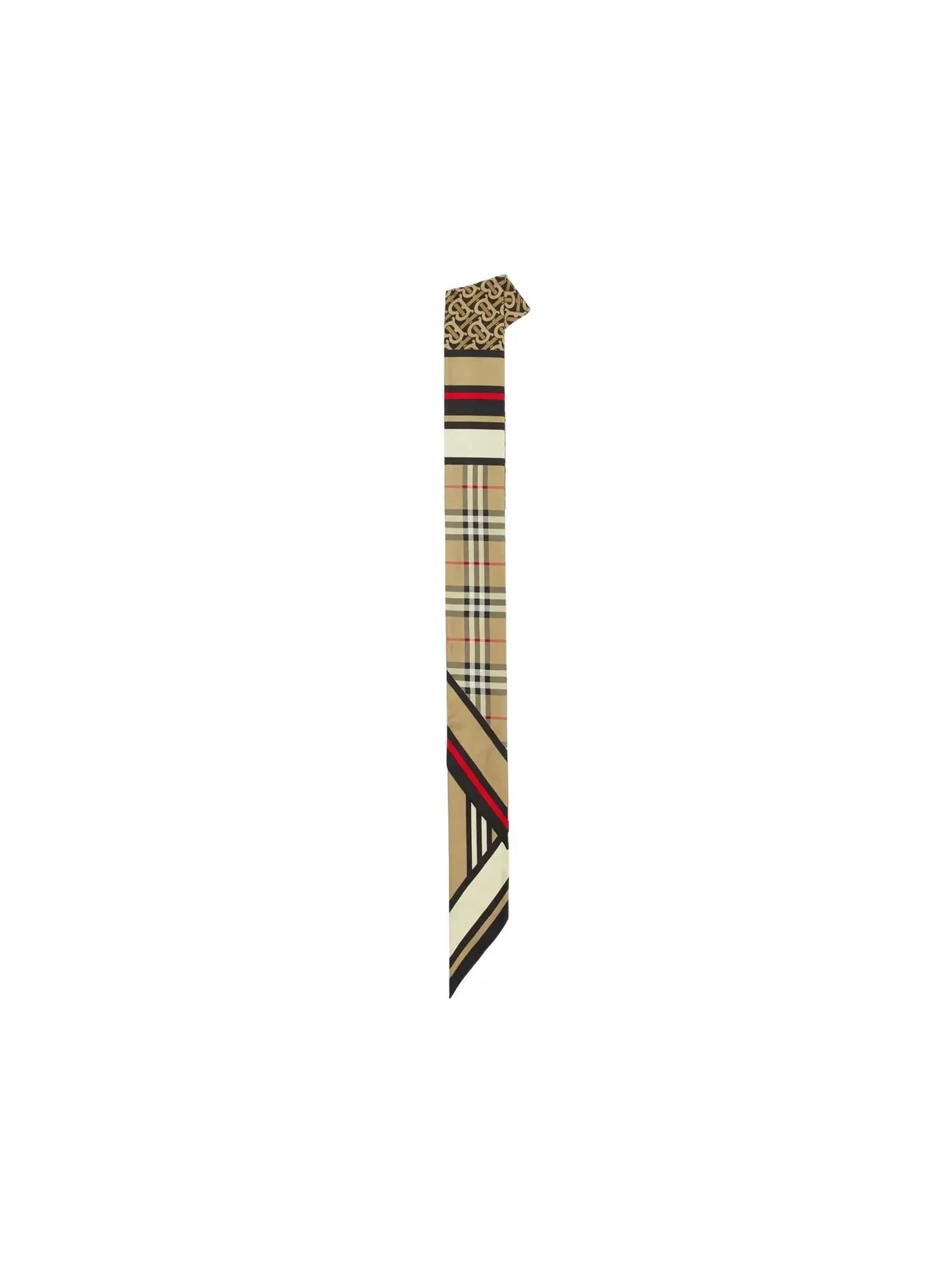 (WMNS) Шелковый узкий шарф Burberry Montage 25 — изображение 3 из 7, бежевый