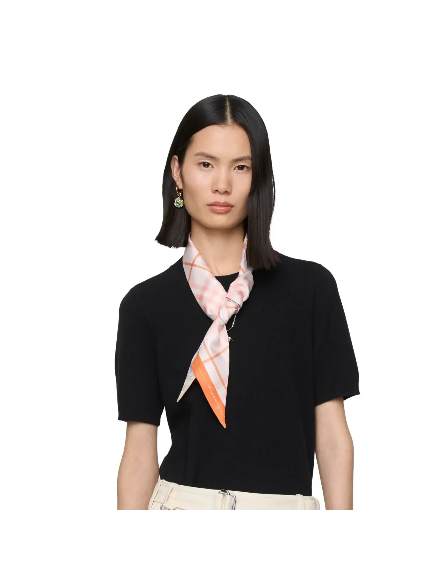 (WMNS) Шелковый клетчатый шарф Burberry 25 — изображение 4 из 5, розовый