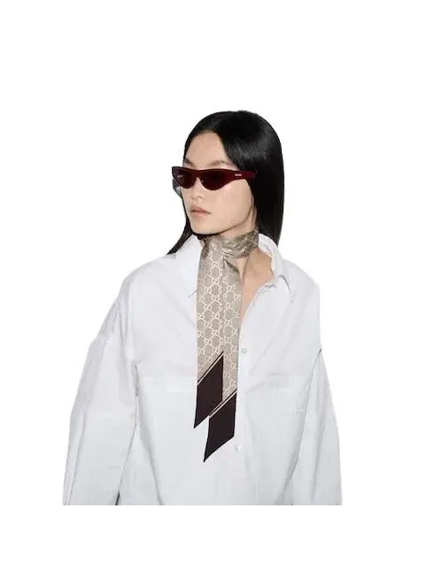 (WMNS) Шелковый шарф Gucci 26 — изображение 3 из 4, коричневый