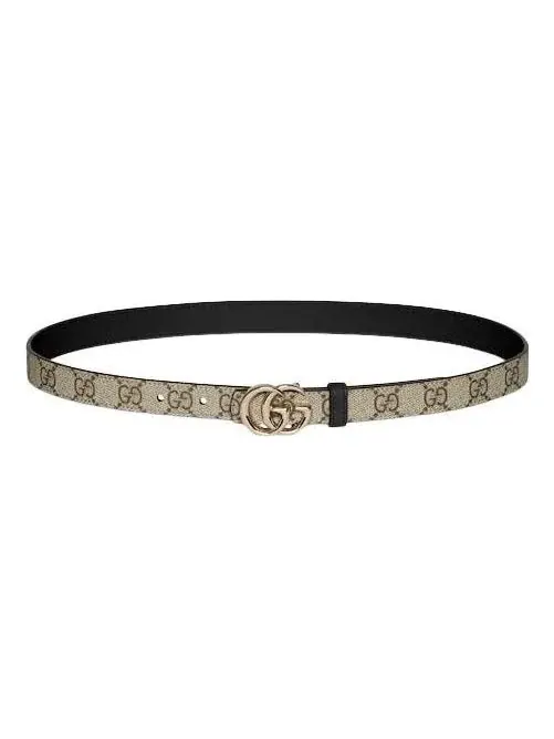 (WMNS) Двусторонний тонкий пояс Gucci 25 GG Marmont 'Бежевый черный'