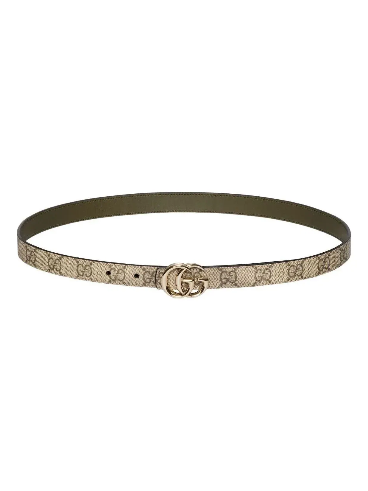 (WMNS) Двусторонний тонкий пояс Gucci 26 GG Marmont 'Бежевый Хаки' — изображение 1 из 4