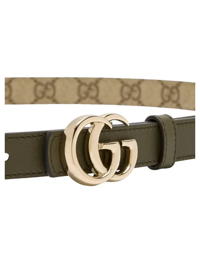 (WMNS) Двусторонний тонкий пояс Gucci 26 GG Marmont 'Бежевый Хаки' — изображение 3 из 4