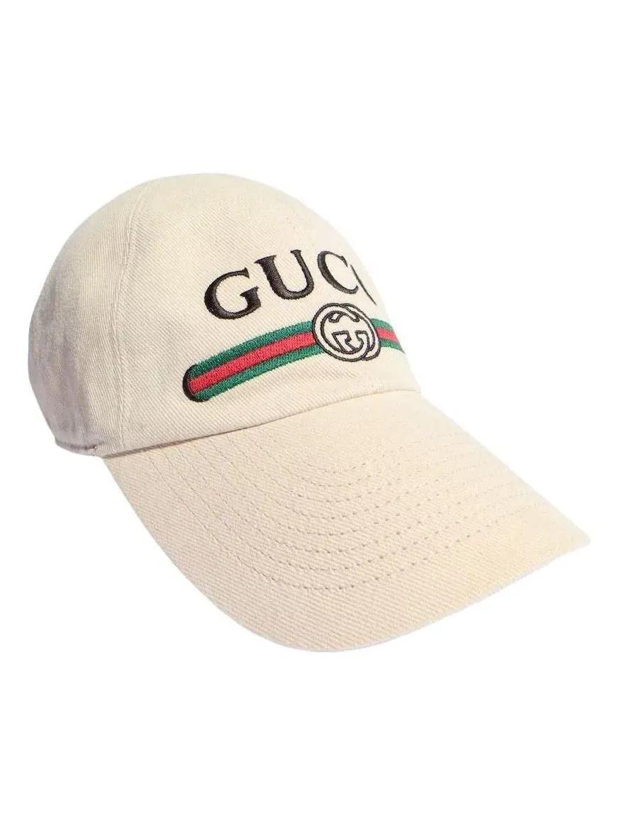 Мужская кепка хлопковая с вышивкой Gucci — изображение 1 из 5, белый