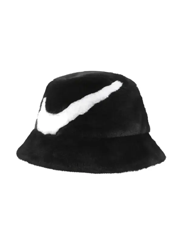 Кепка Nike Apex Faux Fur Swoosh Bucket Hat 'Black' — изображение 1 из 2, черный/кремовый