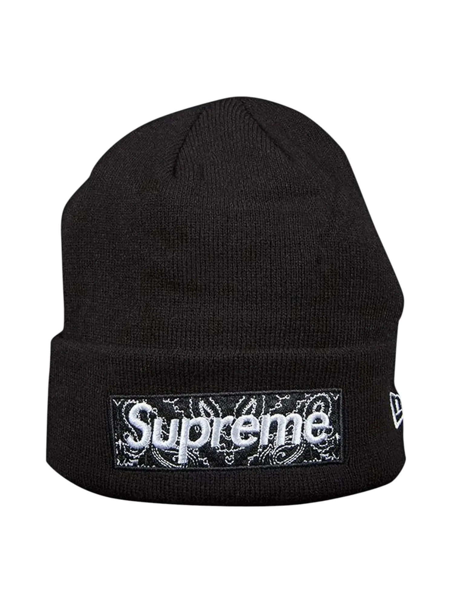 Шапка Supreme x New Era Box Logo Beanie 'Black' — изображение 1 из 1, черный