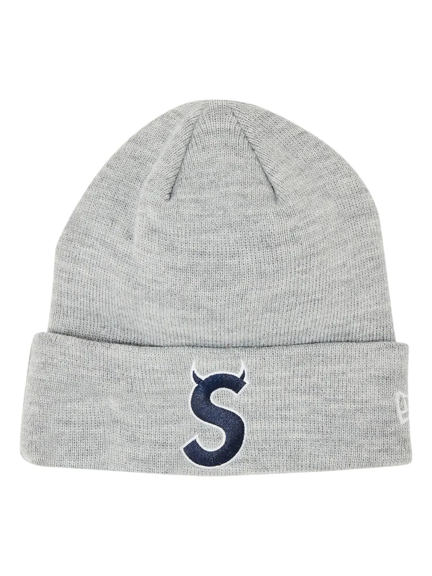 Шапка Supreme x New Era S Logo Beanie 'Heather Grey' — изображение 1 из 2, серый