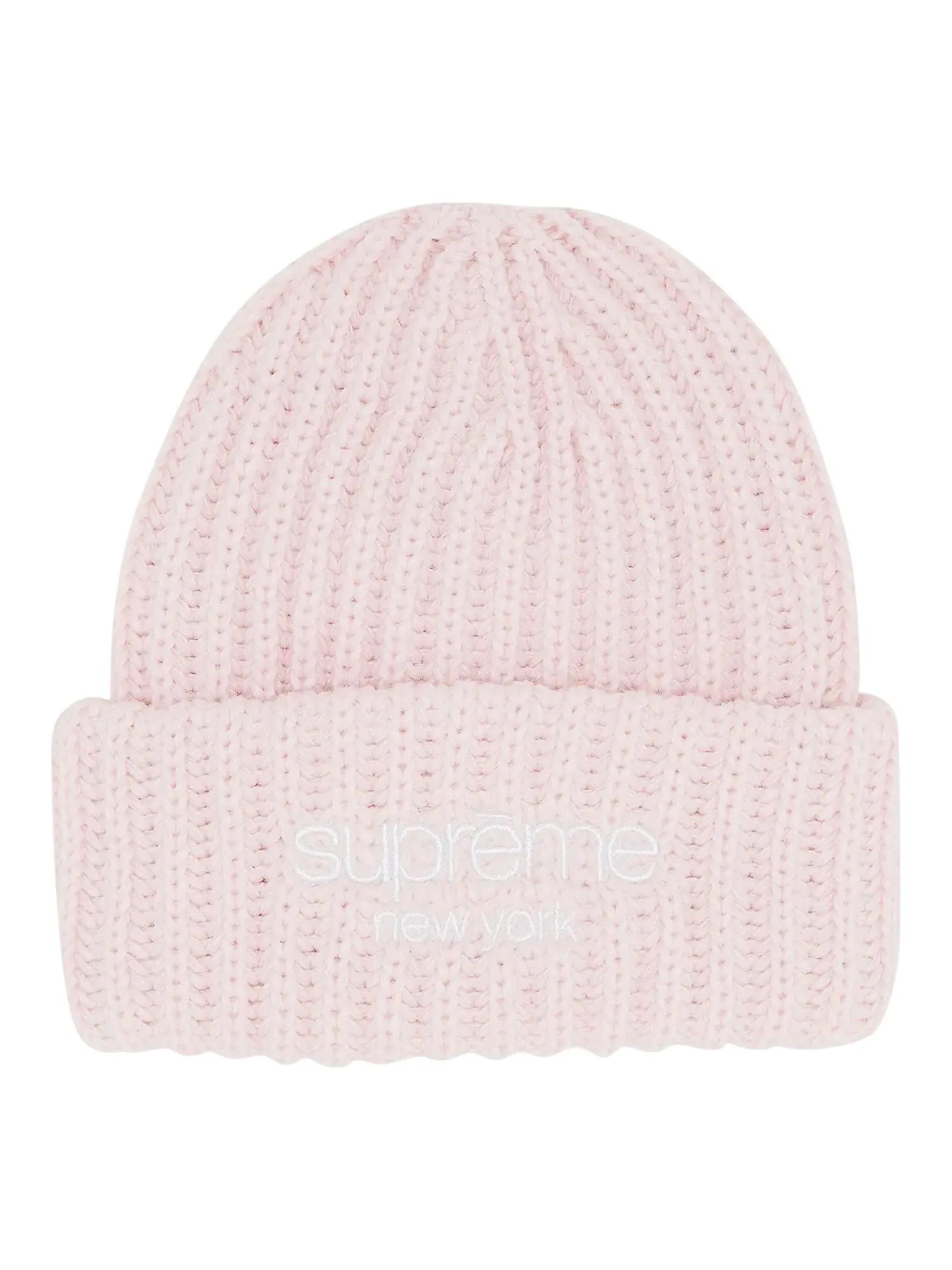 Шапка-бини Supreme Classic Logo Chunky Ribbed Beanie 'Light Pink' — изображение 1 из 2, розовый