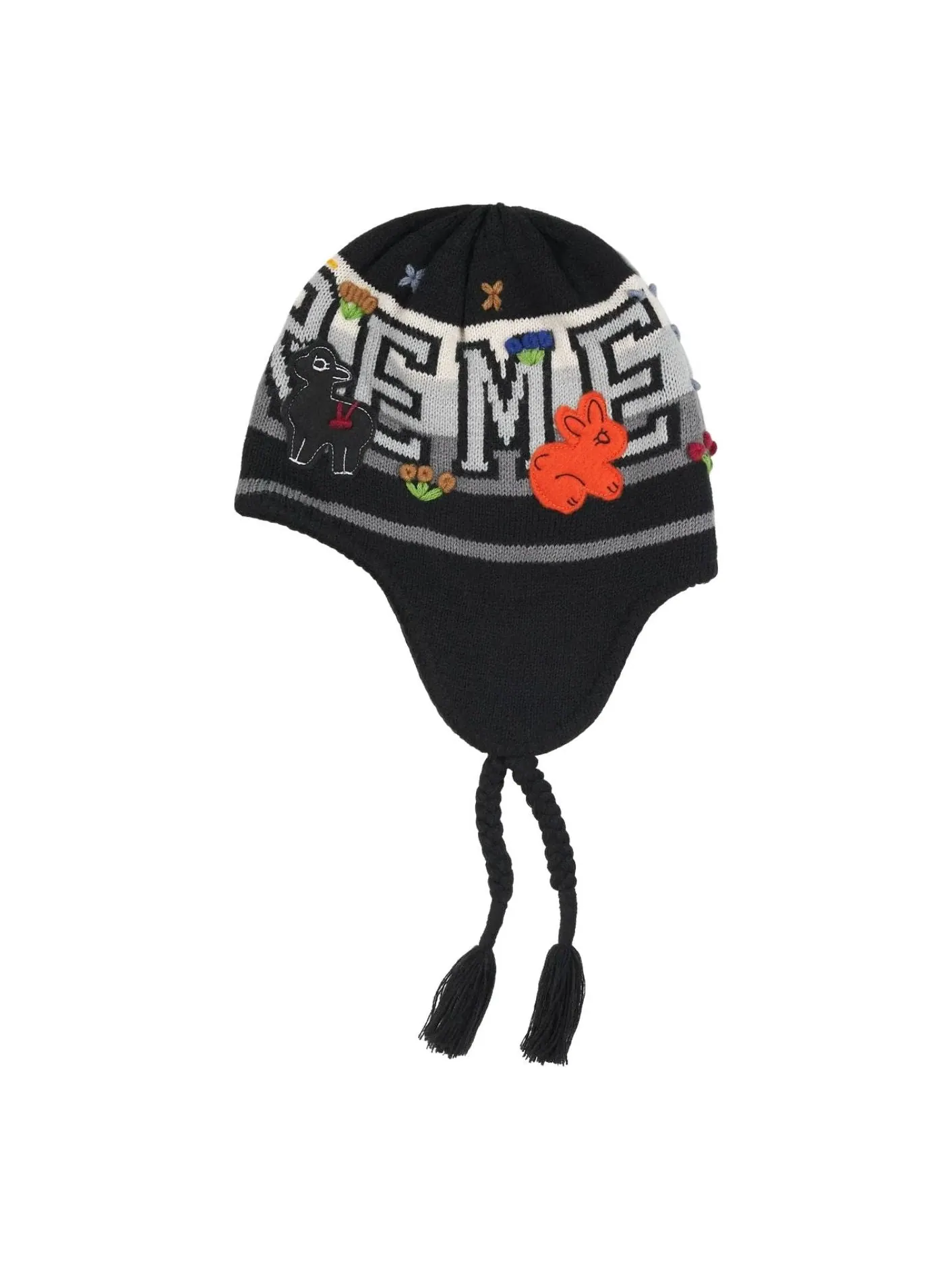 Шапка Supreme FW25 с фетровой аппликацией и ушками — изображение 1 из 2, черный