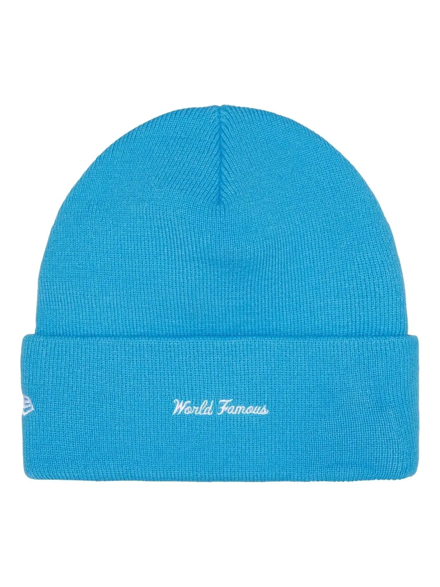 Шапка Supreme FW25 New Era Bo Logo Beanie 'Cyan' — изображение 2 из 2, голубой
