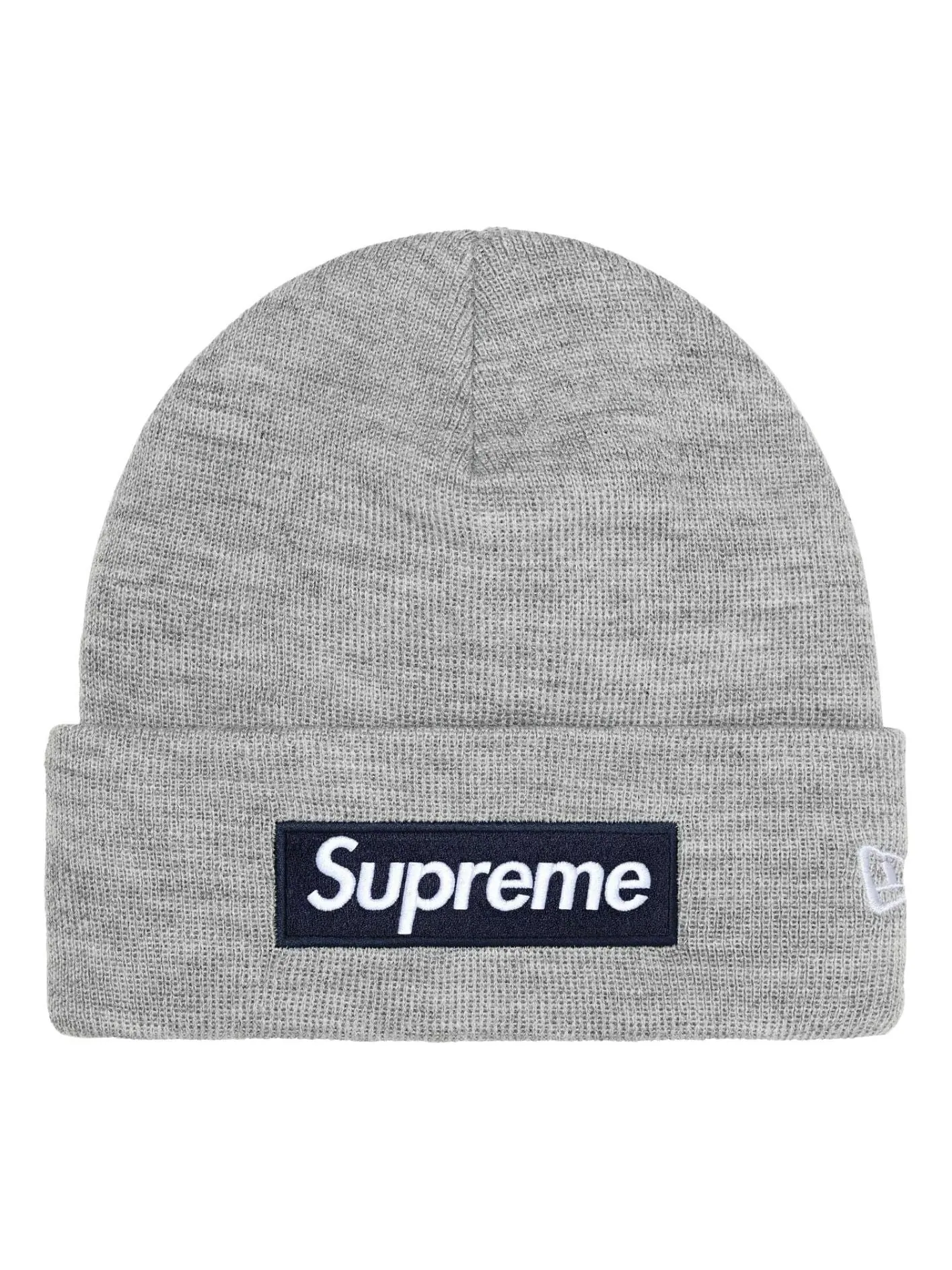 Шапка Supreme FW25 New Era Bo Logo Beanie 'Heather Grey' — изображение 1 из 2, серый