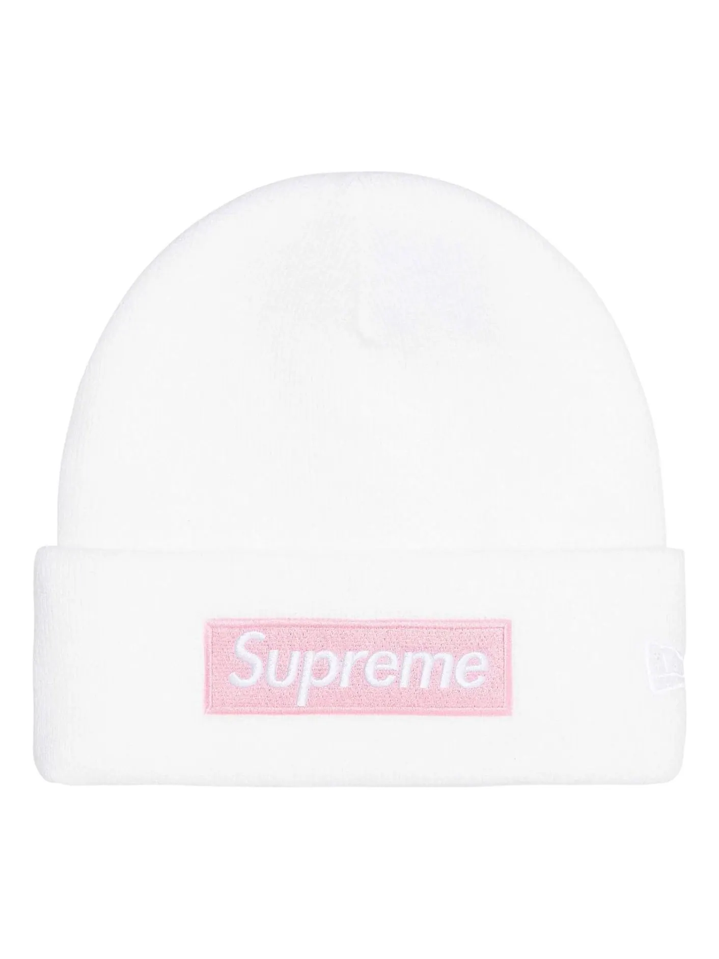 Шапка Supreme FW25 New Era Bo Logo Beanie 'White' — изображение 1 из 2, белый