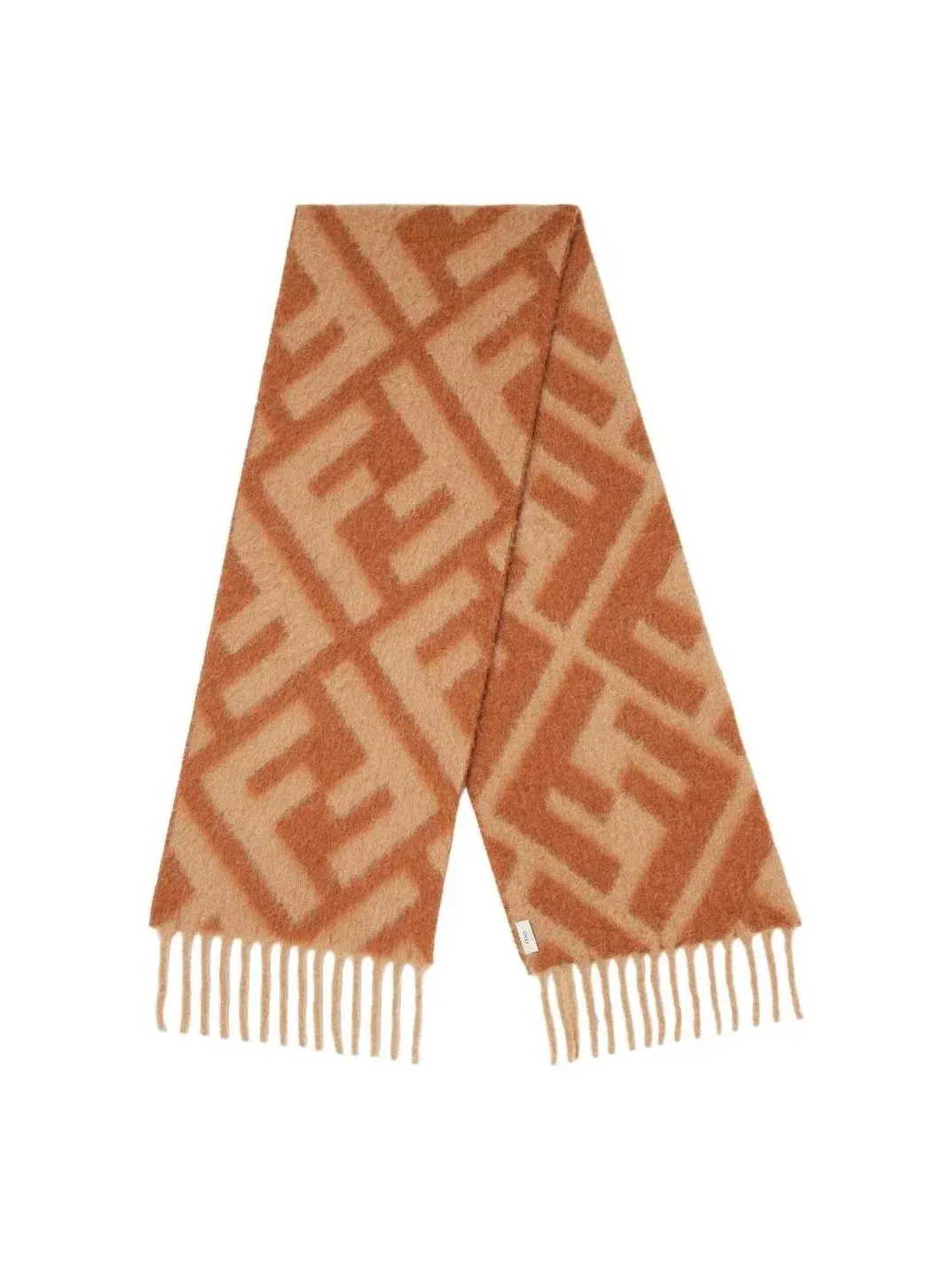 Женский шарф из альпаки и шерсти FF Scarf Fendi — изображение 1 из 4, коричневый