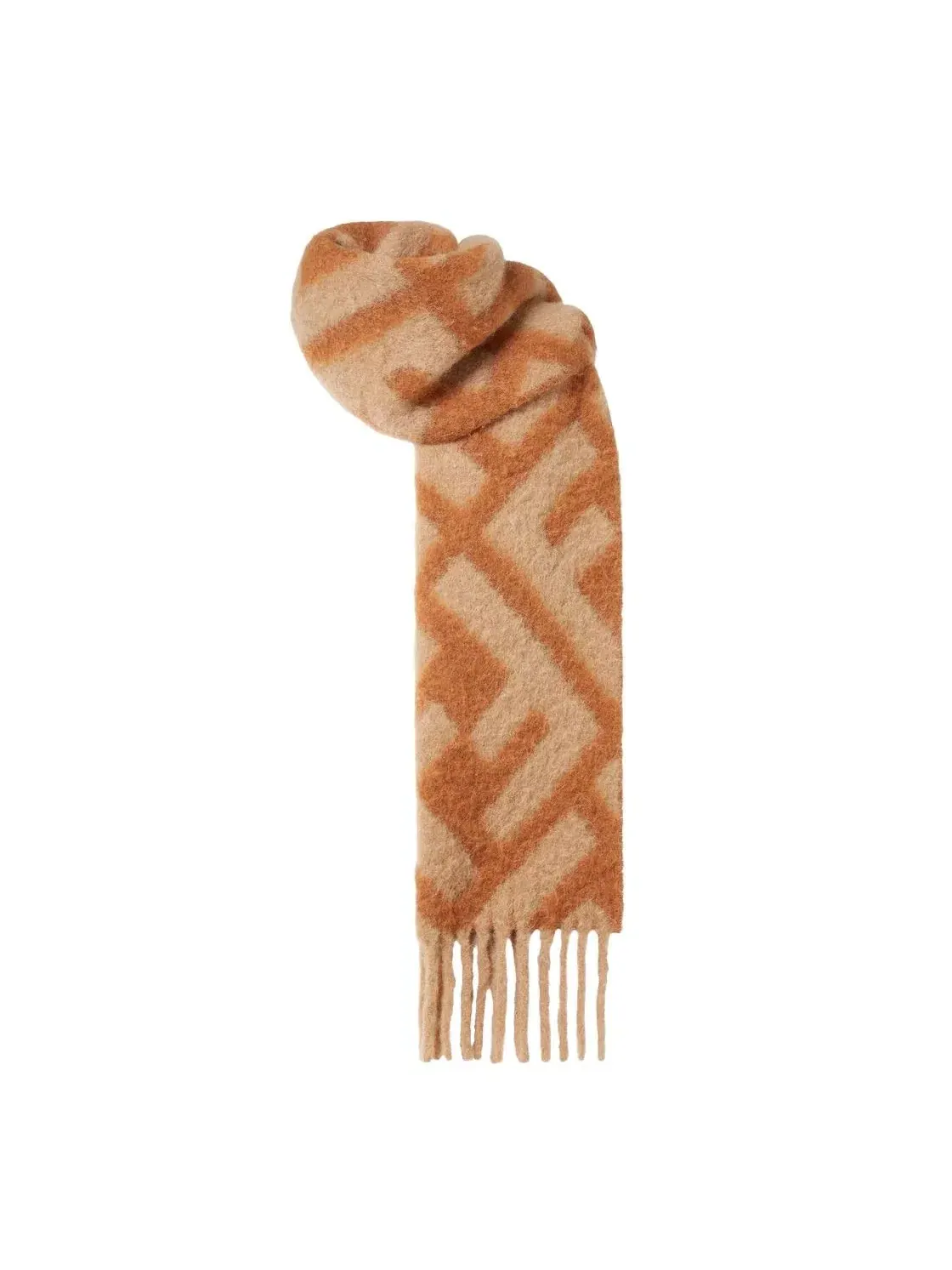 Женский шарф из альпаки и шерсти FF Scarf Fendi — изображение 3 из 4, коричневый