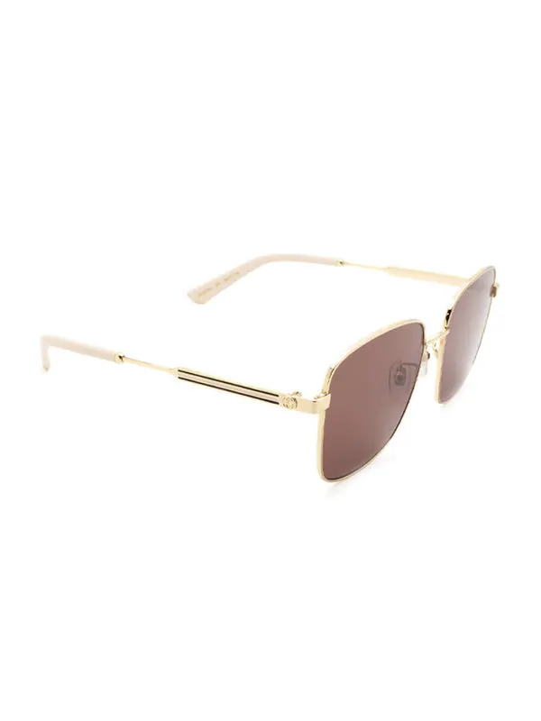 Солнцезащитные очки square frame metallic brown Gucci — изображение 3 из 4, коричневый