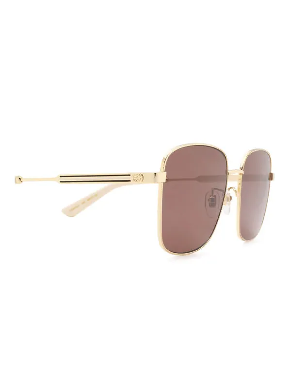 Солнцезащитные очки square frame metallic brown Gucci — изображение 4 из 4, коричневый