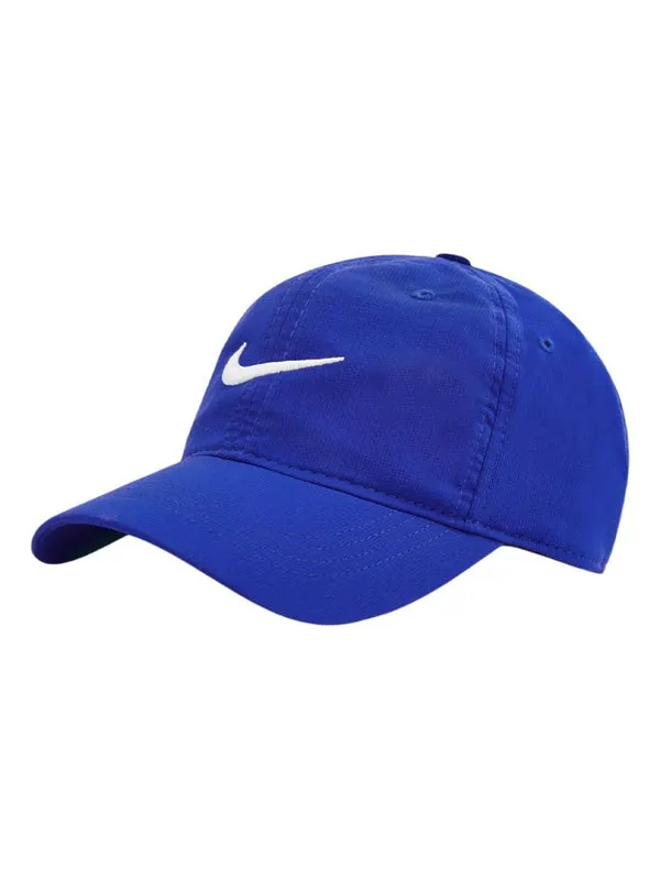 Бейсболка adjustable solid swoosh cotton baseball cap 'blue' Nike — изображение 1 из 2, синий/белый