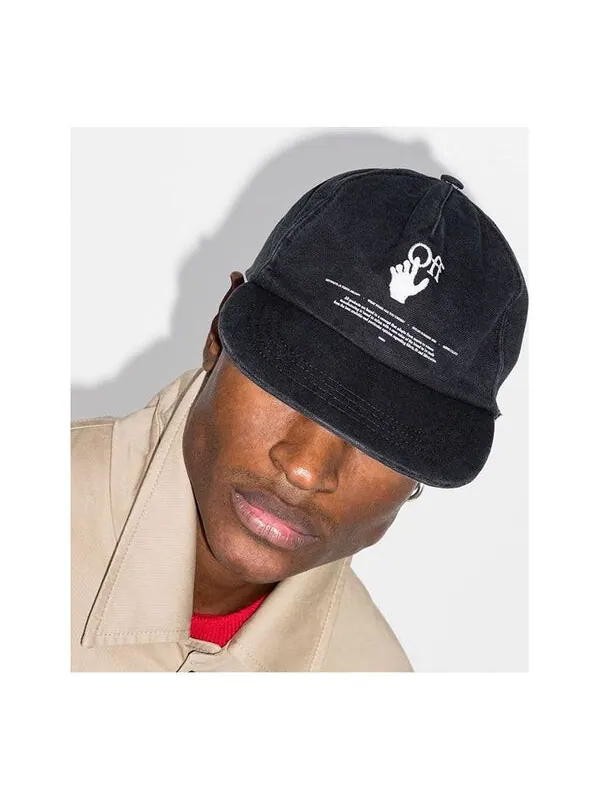 Кепка OFF-WHITE HANDS-OFF Logo Baseball Cap Peaked Cap Black — изображение 1 из 1, черный