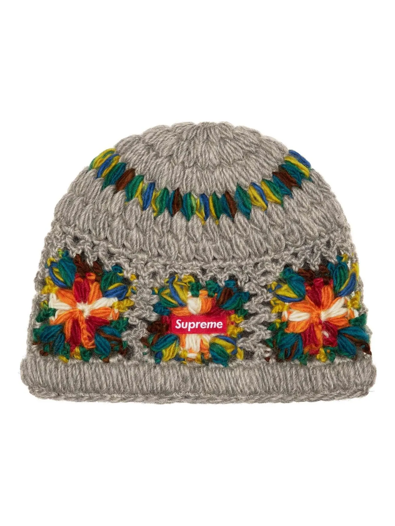 Вязаная шапка Supreme Crochet Beanie 'Heather Grey' — изображение 1 из 1, серый