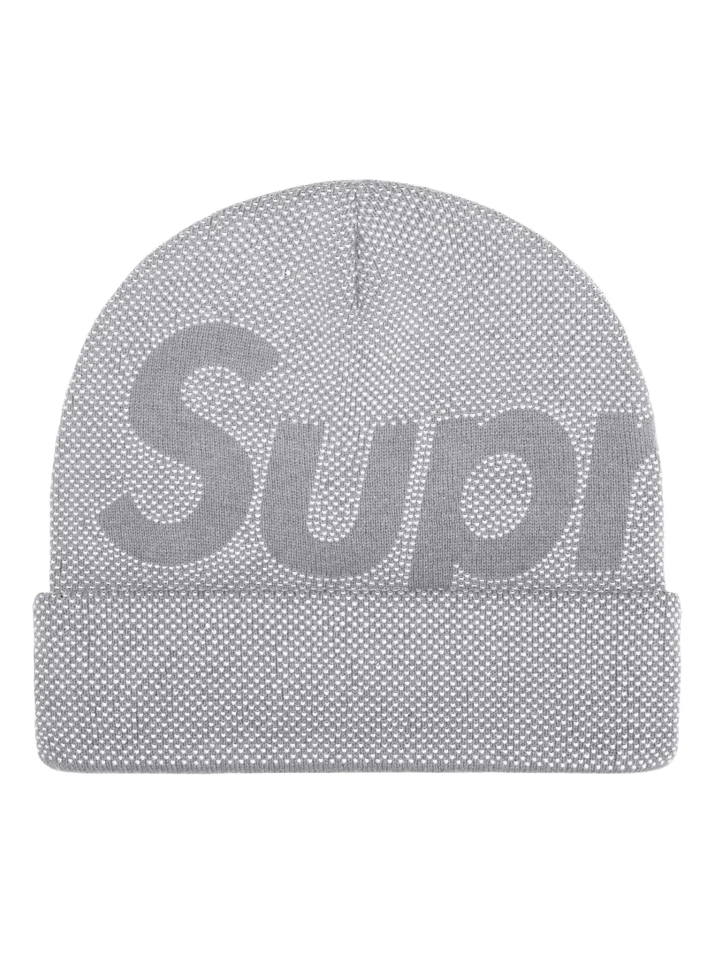 Шапка Supreme FW25 Studded Knockout Big Logo Beanie 'Heather Grey' — изображение 1 из 2, серый