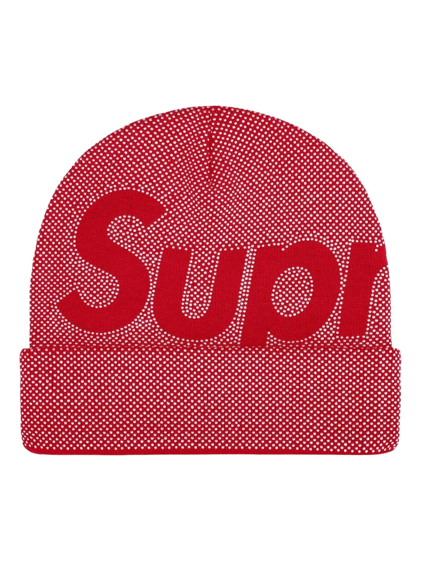 Шапка Supreme FW25 Studded Knockout Big Logo Beanie 'Red' — изображение 1 из 2, красный