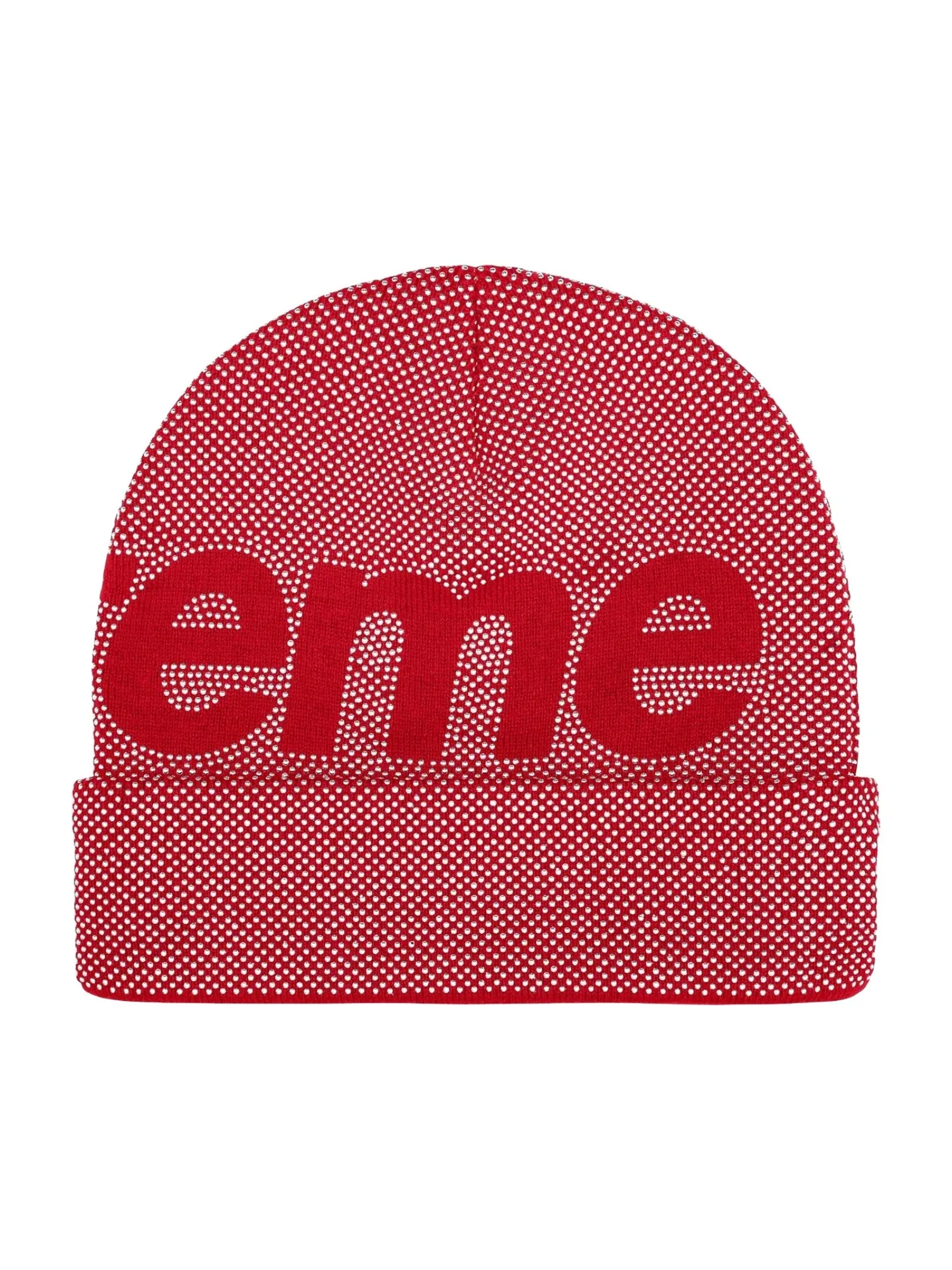 Шапка Supreme FW25 Studded Knockout Big Logo Beanie 'Red' — изображение 2 из 2, красный