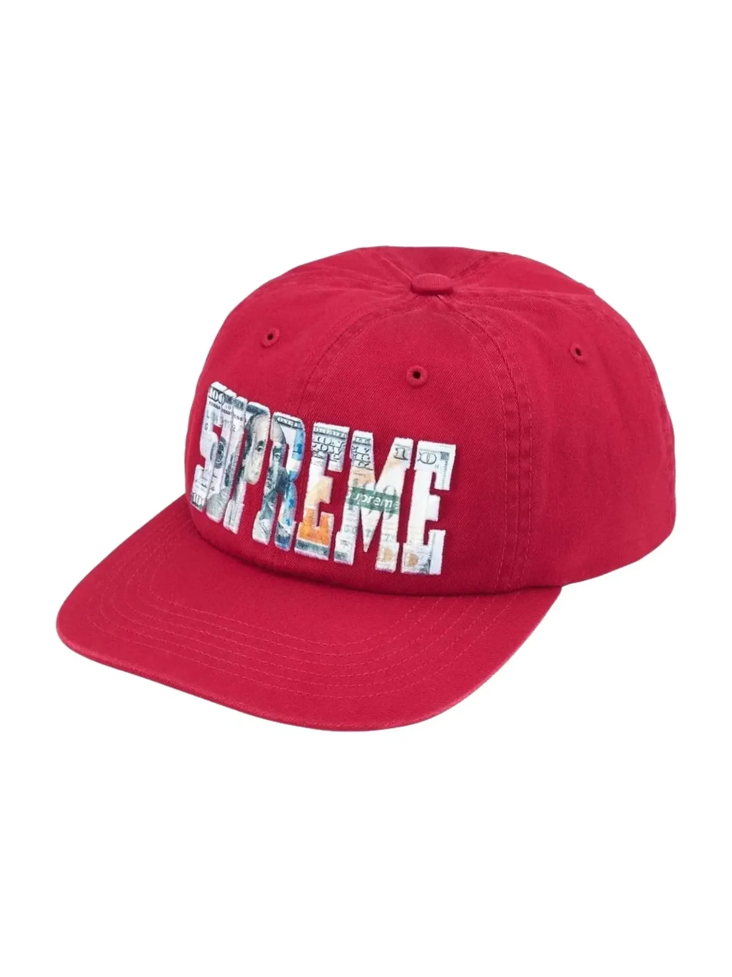 Кепка Supreme SS26 Вышитый логотип в виде денег, 6 панелей — изображение 2 из 3, красный