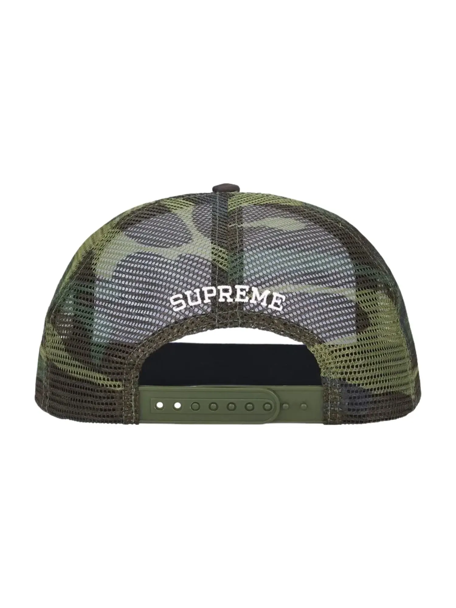 Кепка Supreme x Playboy SS26 Сетчатая спинка, 5 панелей, камуфляж «Woodland Camo» — изображение 2 из 2, зеленый