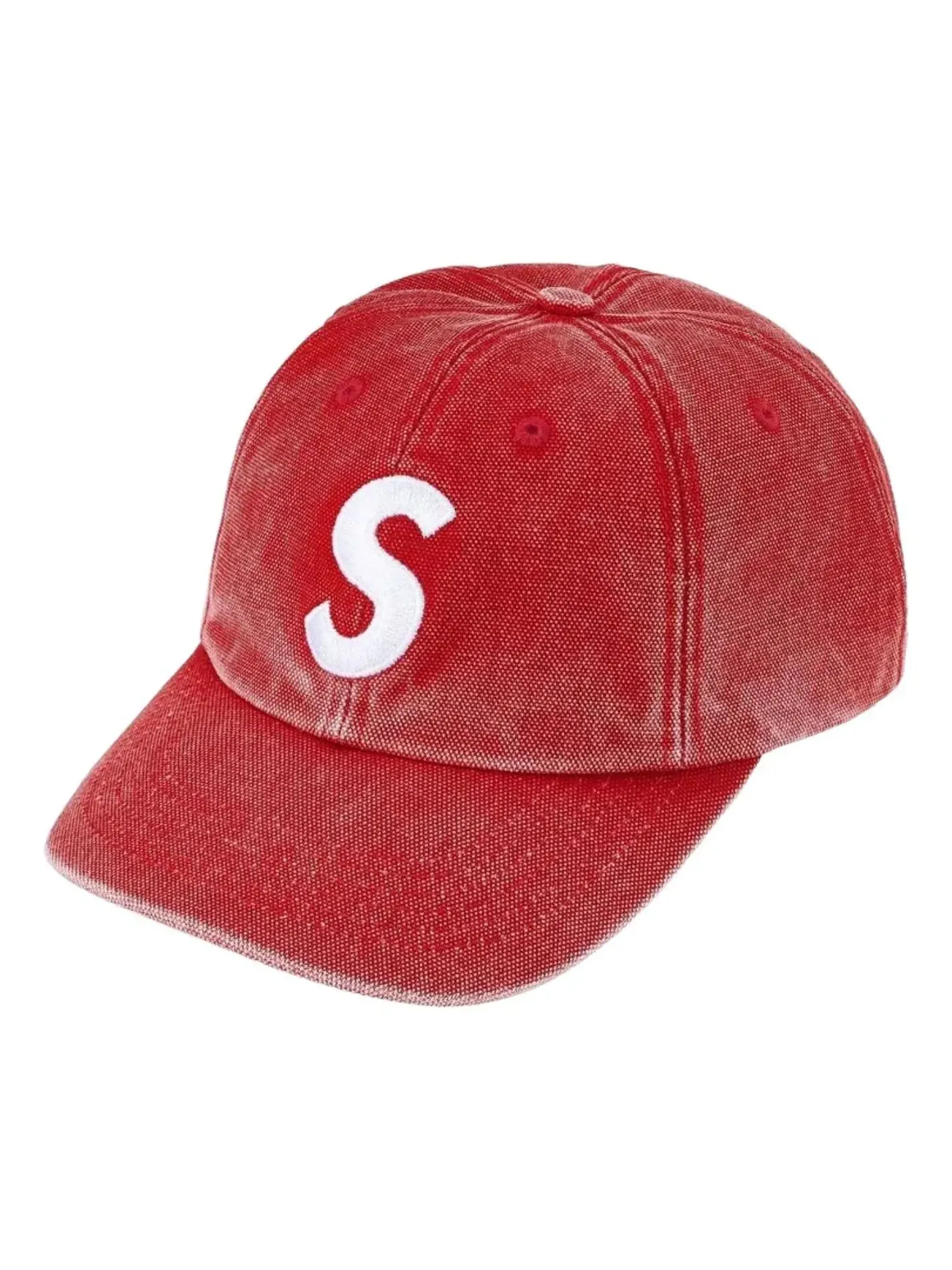 Кепка Supreme SS26 Пигментное покрытие, логотип S, 6-панельная — изображение 1 из 2, красный