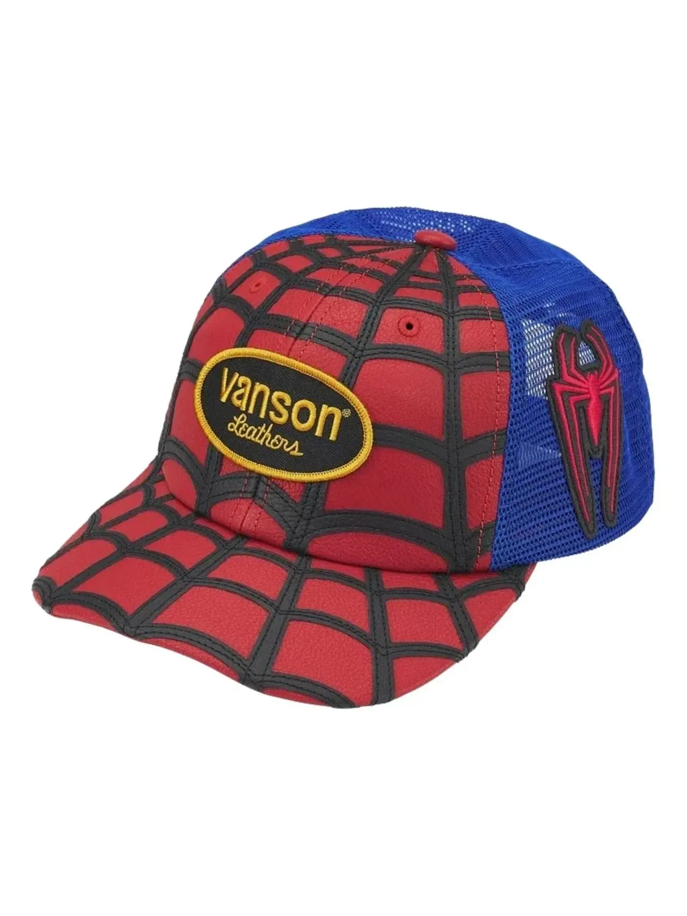 Мужская кепка с сетчатой вставкой Supreme x Vanson Leathers SS26 Spider-Man Mesh Back 6-Panel — изображение 1 из 3, красный